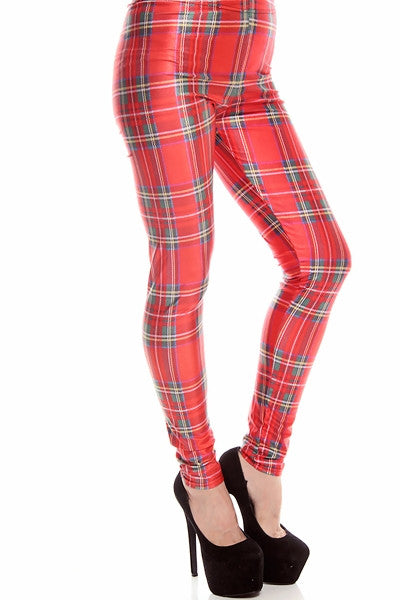 Womens Red Plaid Tartan Leggings – Found By Me - Everyday Clothing &  Accessories