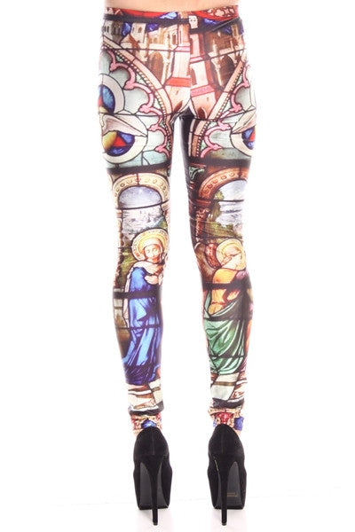 Stained Glass Church Leggings | Skinny Bitch Apparel, Clothing for ...