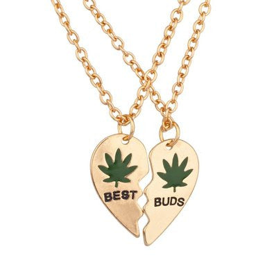 Amazon.com: LUX ACCESSORIES Best Buds BFF Best Friends Heart Forever Pot  Marijuana Leaf Necklaces (2pc) : Clothing, Shoes & Jewelry