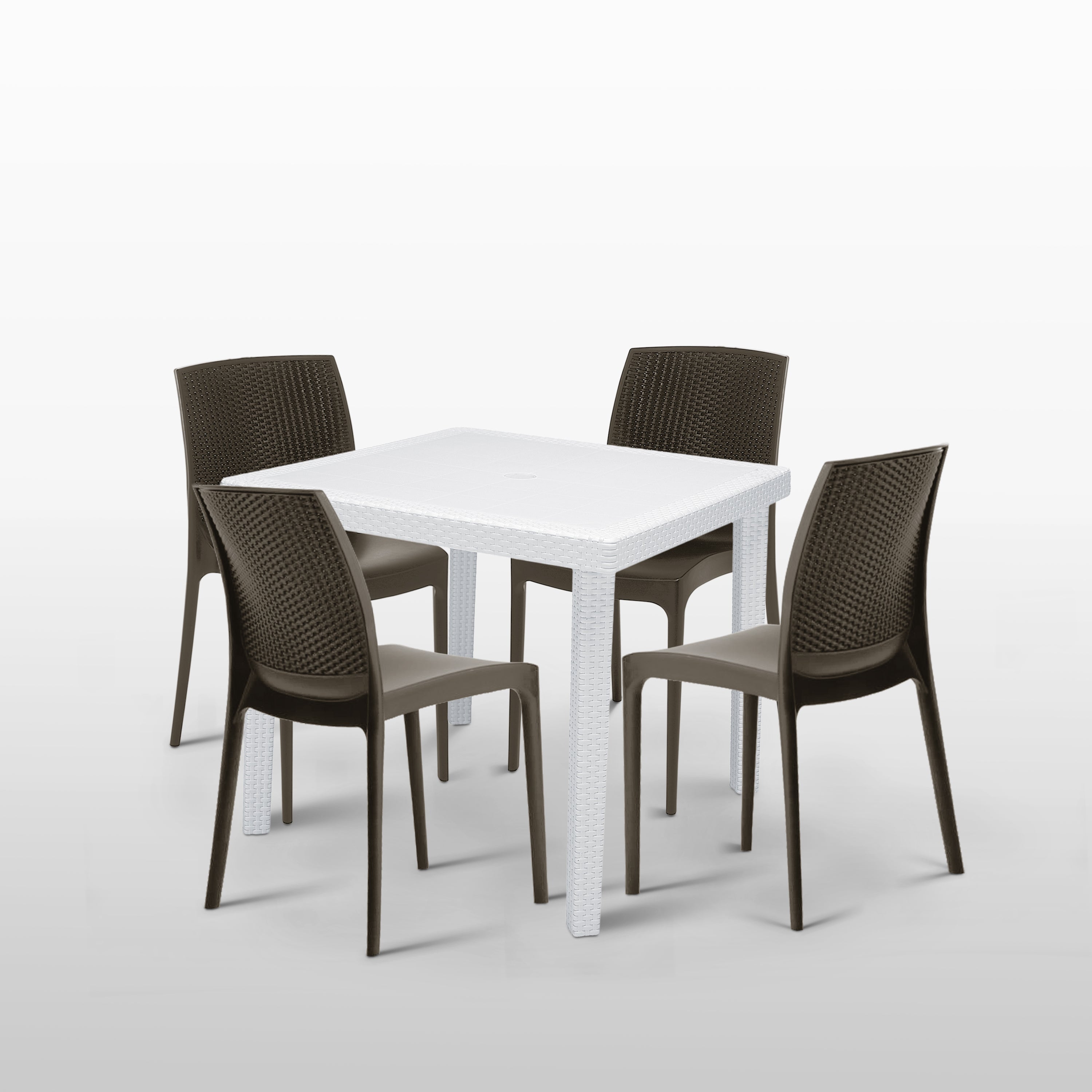 Boheme Rattan Table in White 35.5" x 35.5" with 4 Chairs - Chairs4Living product image