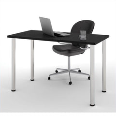 Black Office Desk with Silver Legs