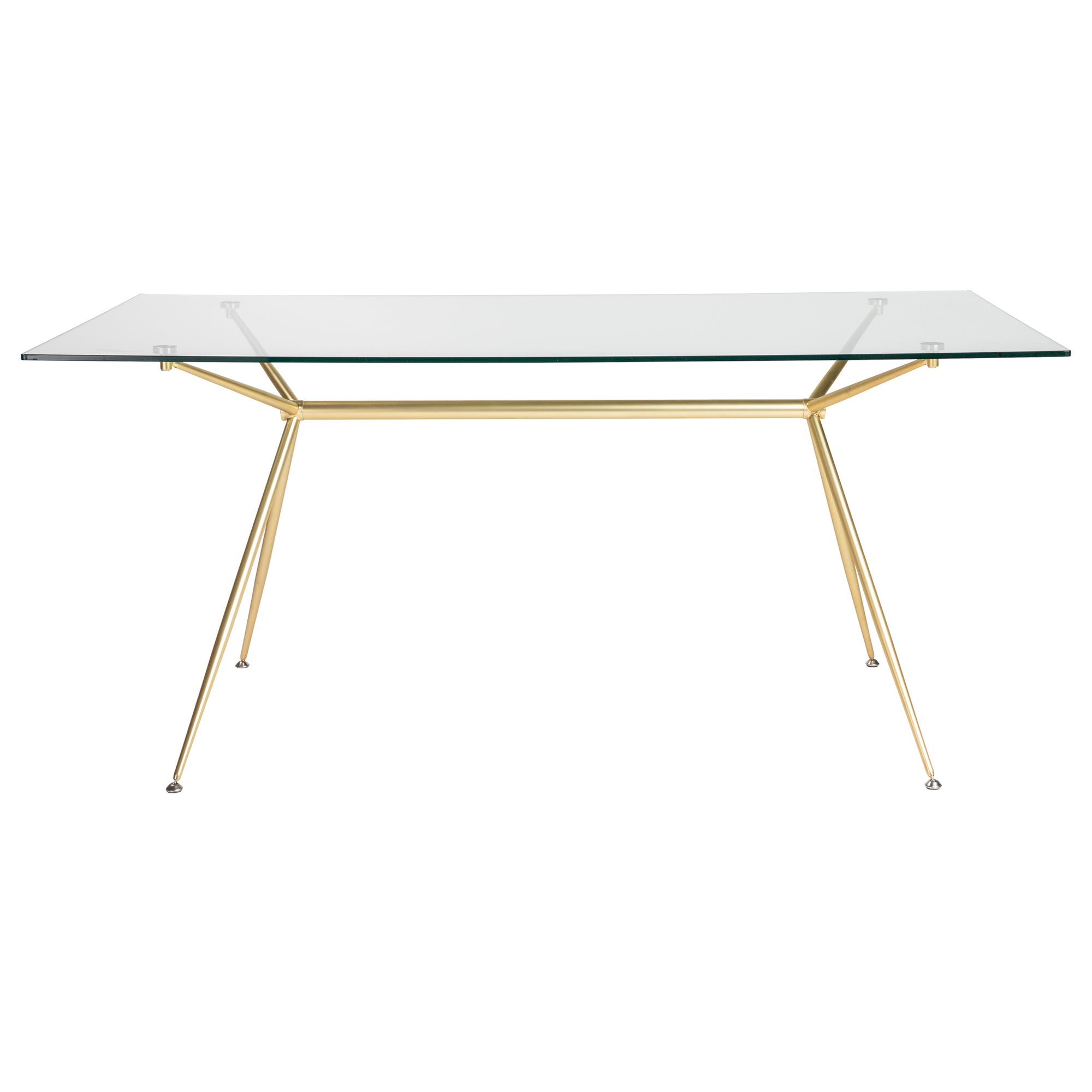 66 Glass Desk With Sawhorse Style Gold Frame By Euro Style