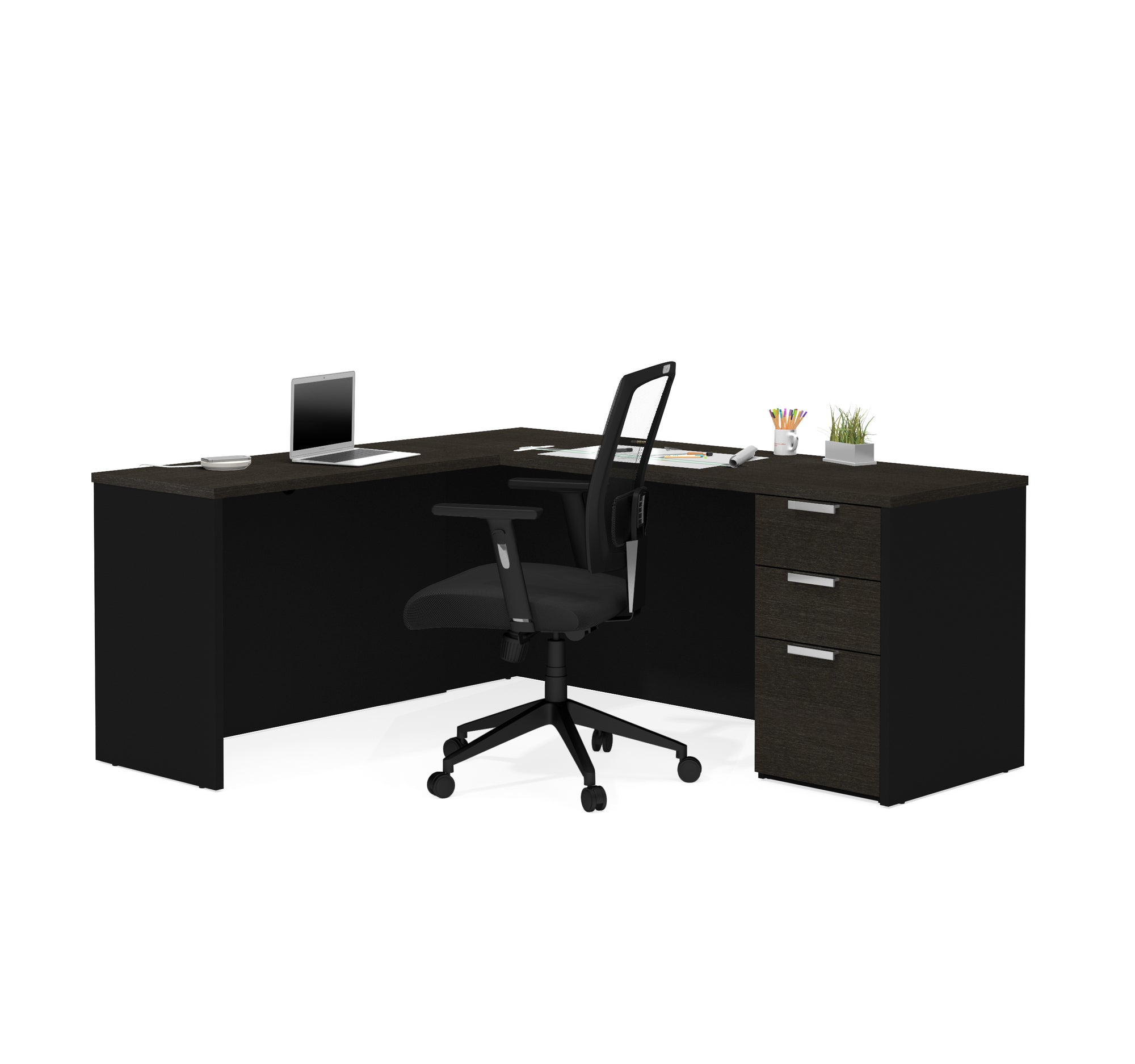 71 X 63 Deep Gray Black L Shaped Desk By Bestar Officedesk Com