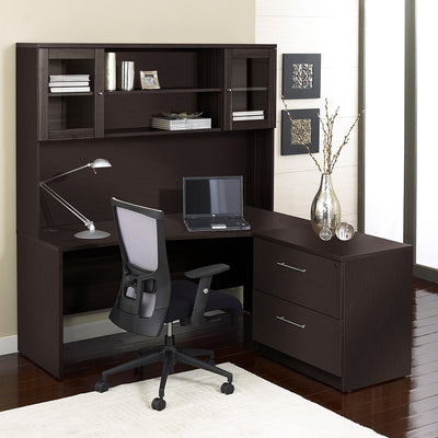 63 Espresso Desk With Hutch Lateral File Officedesk Com