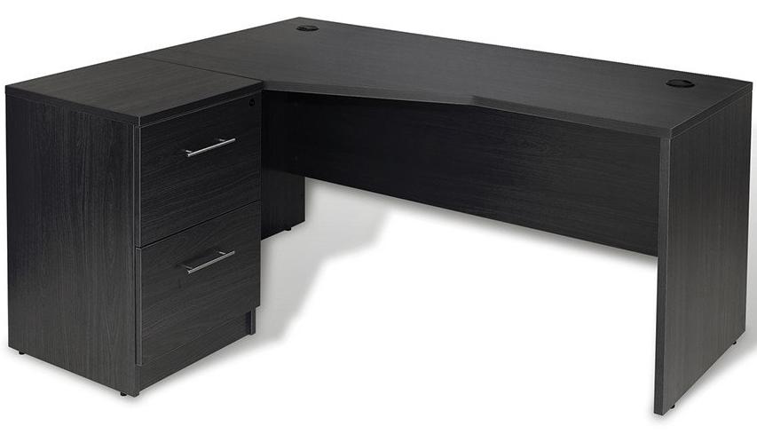 63 Espresso Crescent Desk With File Drawers By Unique