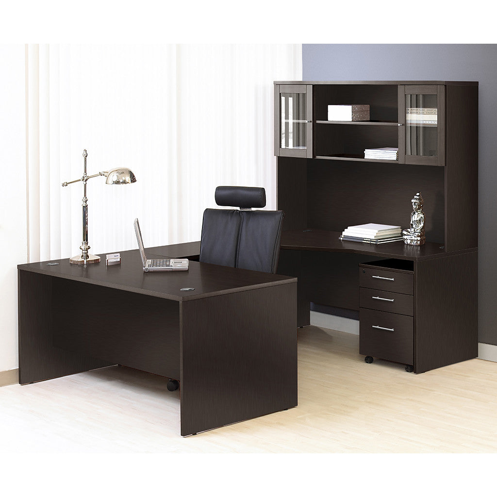 Premium Modern Espresso U Shaped Desk With Hutch Officedesk Com