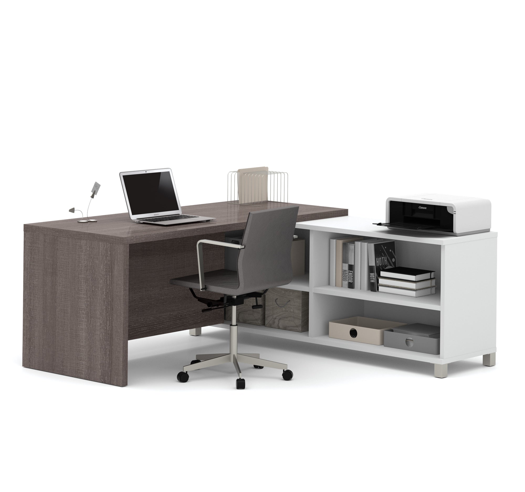 71 X 71 Bark Gray White L Shaped Desk By Bestar Officedesk Com