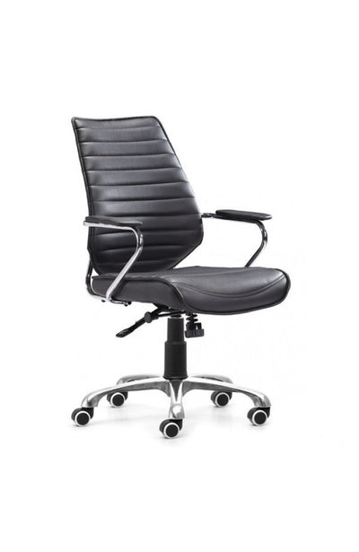 Sleek Black Leather & Chrome Office Chair with Padded Armrests ...