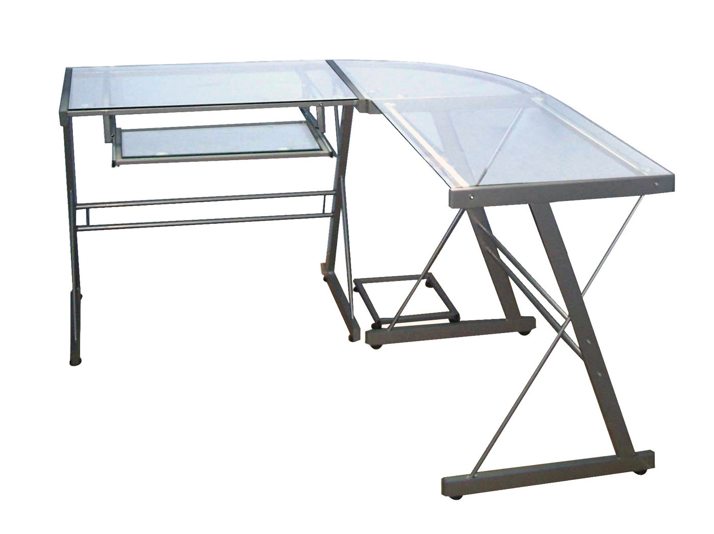 51 X 51 L Shaped Glass Desk By Walker Edison Officedesk Com