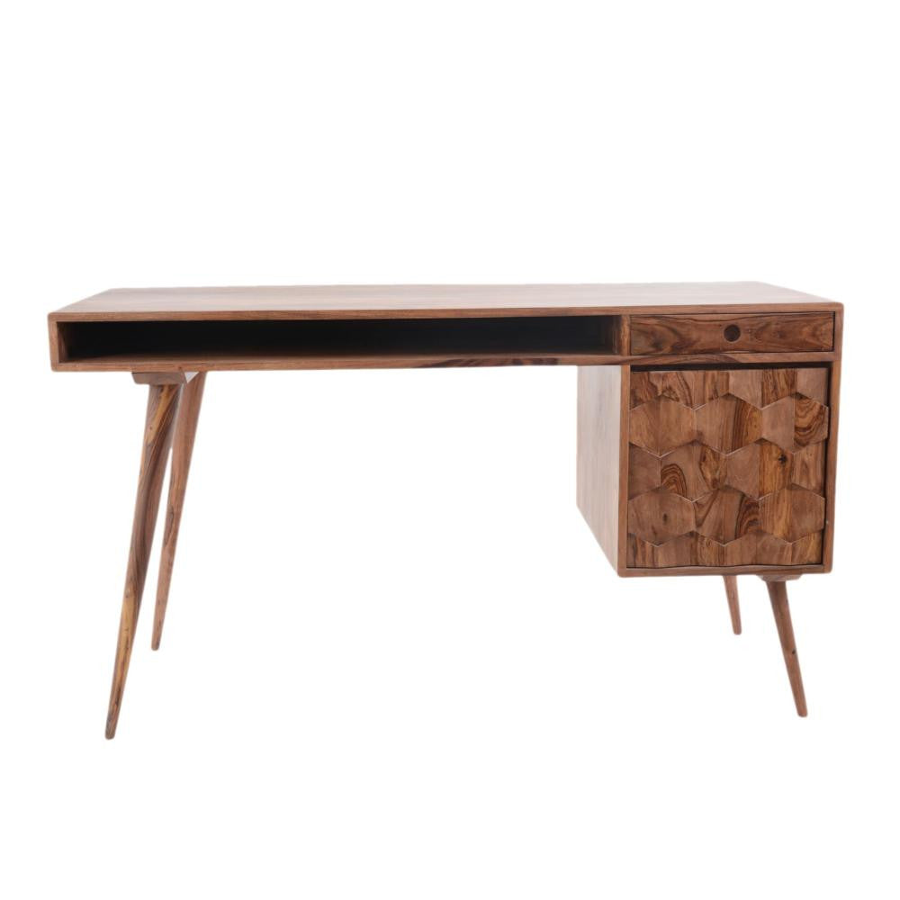 Elegant 53 Solid Wood Office Desk With Unique Patterned Drawer Fronts Officedesk Com