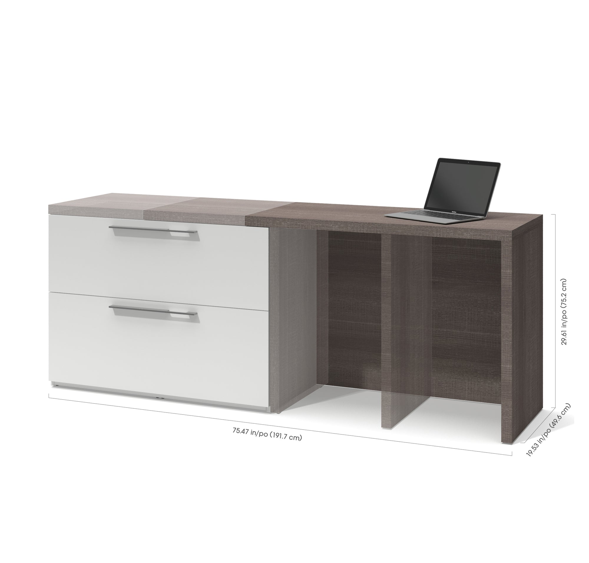 41 75 Desk File Cabinet In White Bark Gray By Bestar