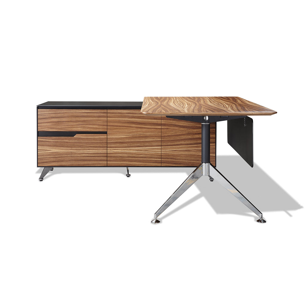 77 Zebrano L Shaped Desk Storage By Unique Left Return