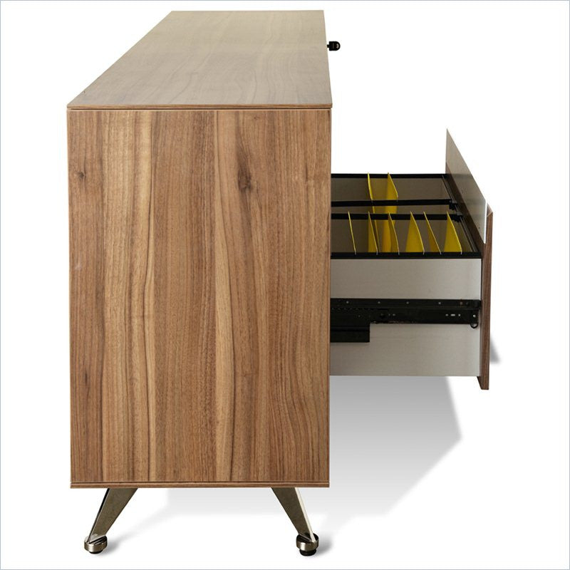 63 Walnut Storage Credenza With File Drawer By Unique