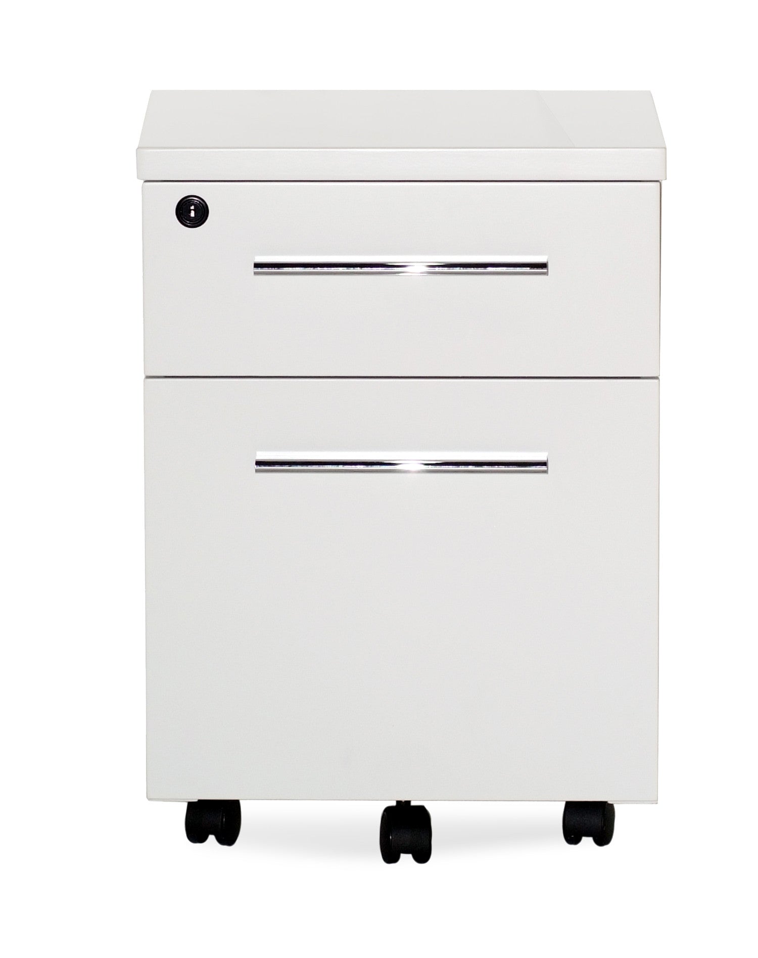 White Lacquer & Chrome Locking Mobile File Cabinet ...