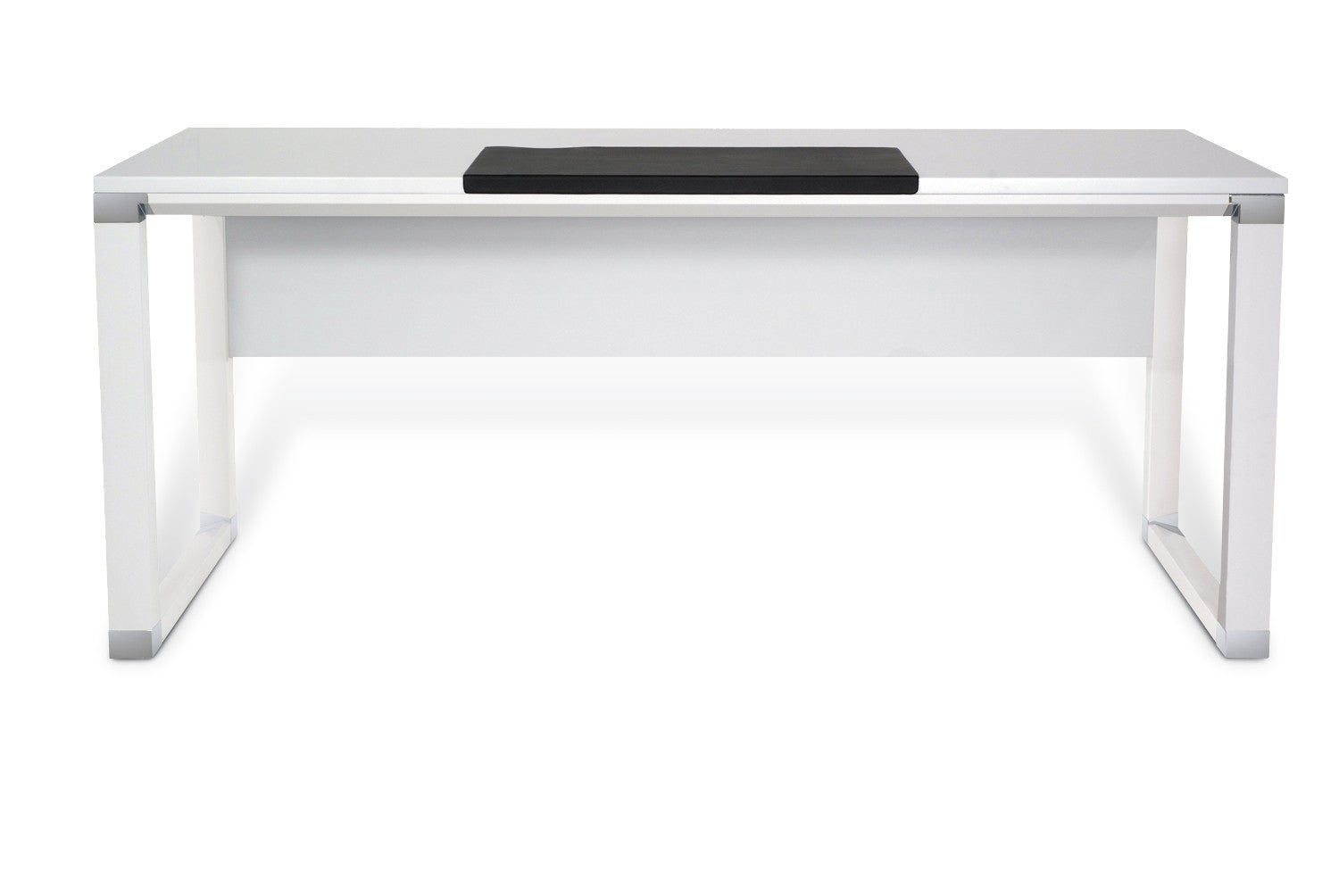 Modern 71 White Lacquer Executive Desk With Sliding Writing Pad