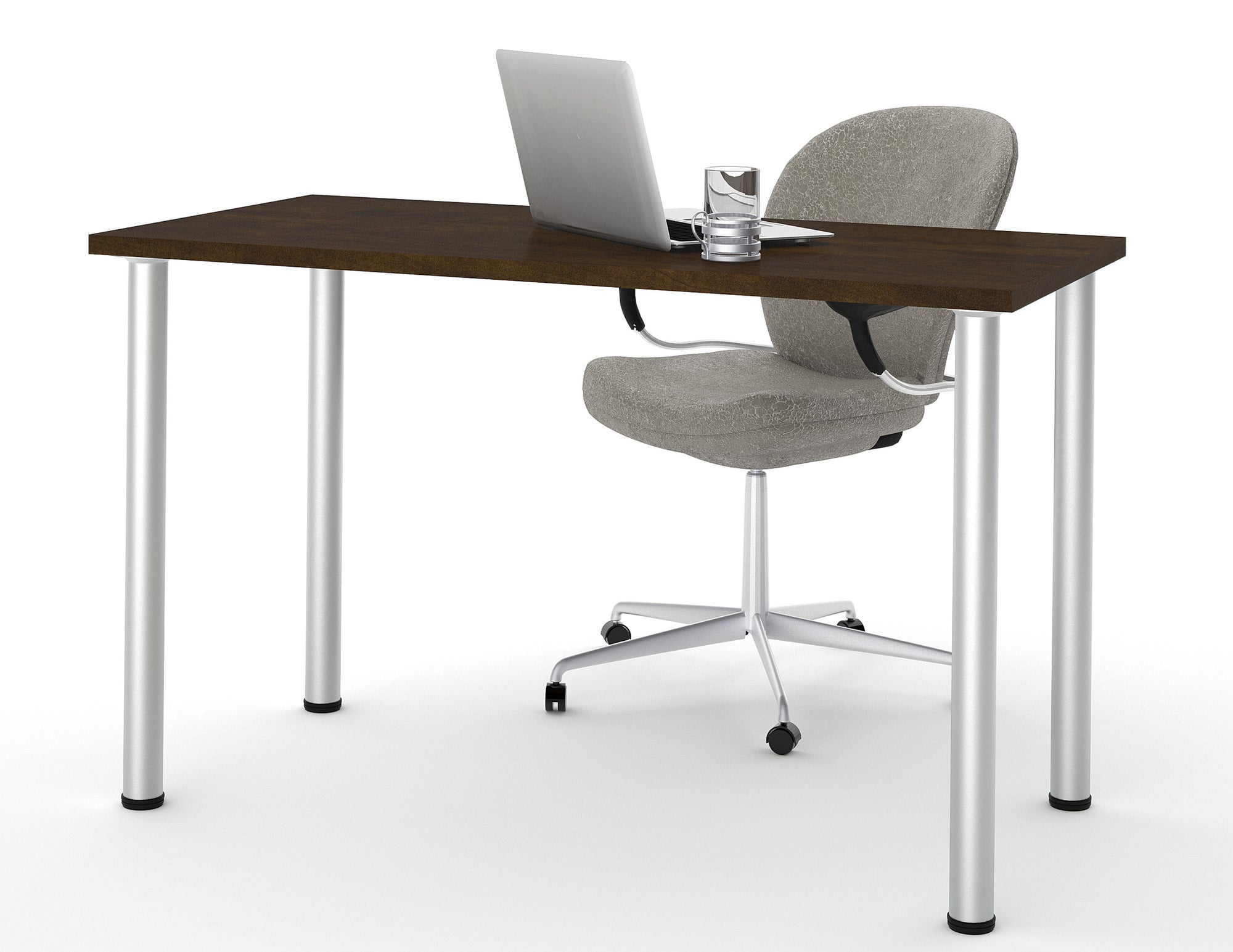 48 Premium Chocolate Office Desk With Silver Legs By Bestar