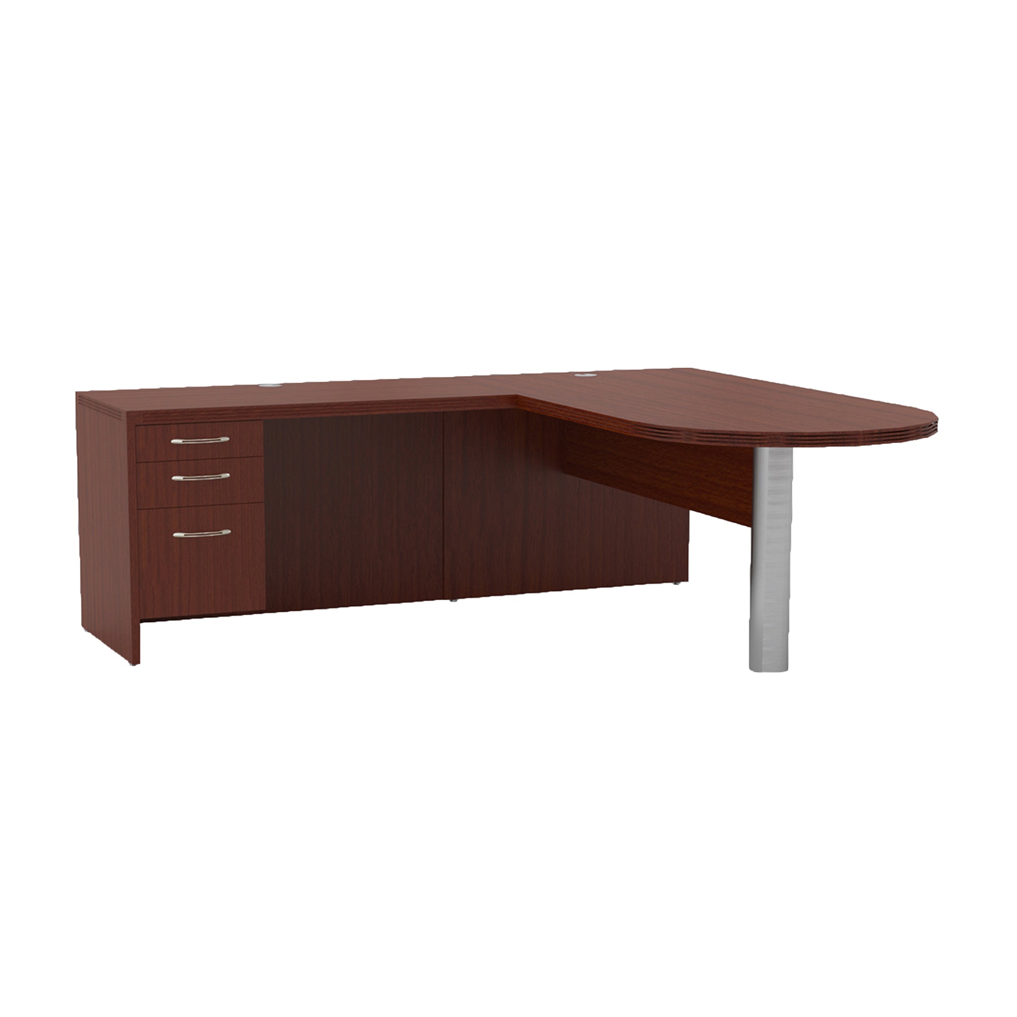 L Shaped Desk With Pedestal And Peninsula In Cherry Officedesk Com