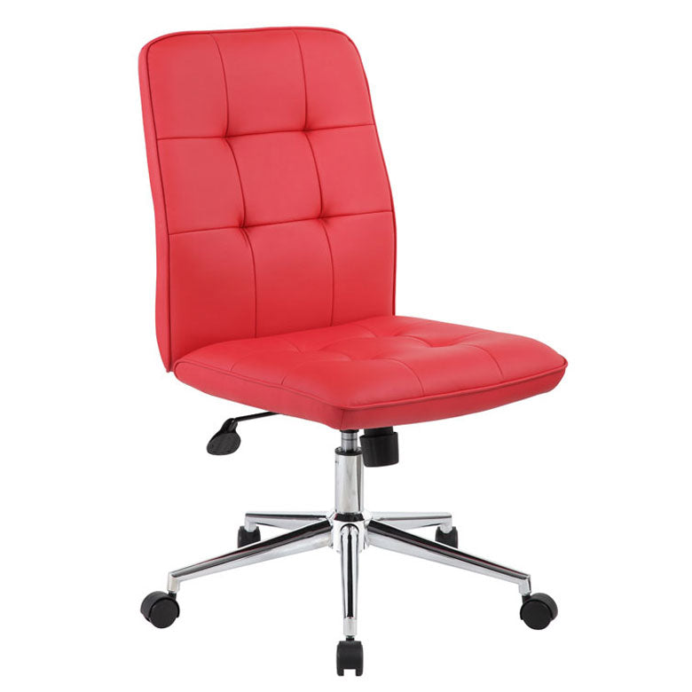 Red Faux Leather Office Chair With Adjustable Height By Boss