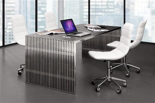 Novel 73" Modern Stainless Steel Executive Desk with Glass Top