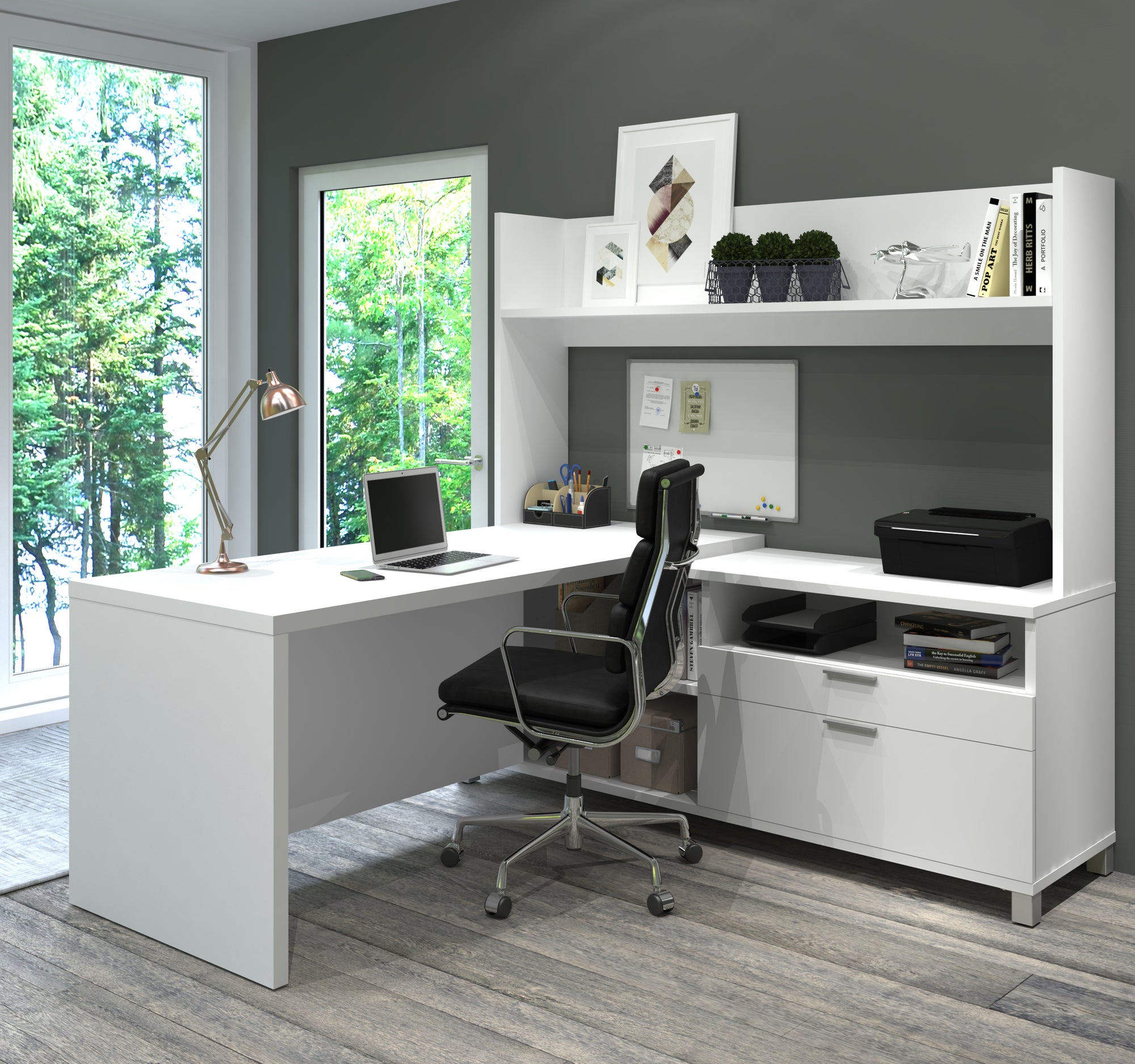white office desk with drawers        <h3 class=