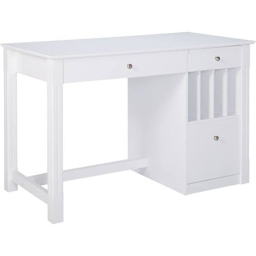 Solid Wood Desk with Optional Hutch in White - OfficeDesk.com