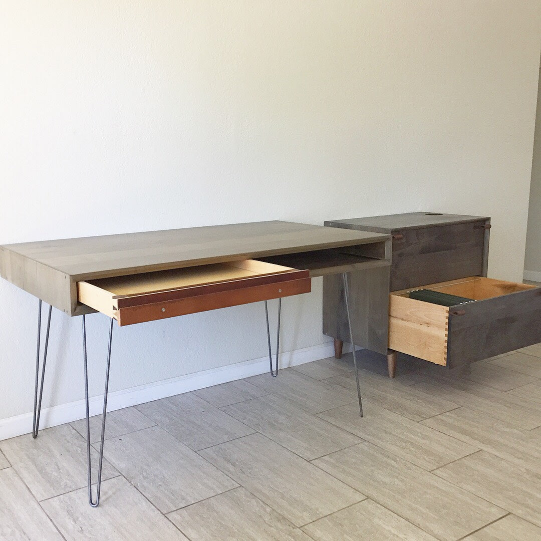 52 Oxidized Hard Maple Hand Made Solid Wood Desk With Optional