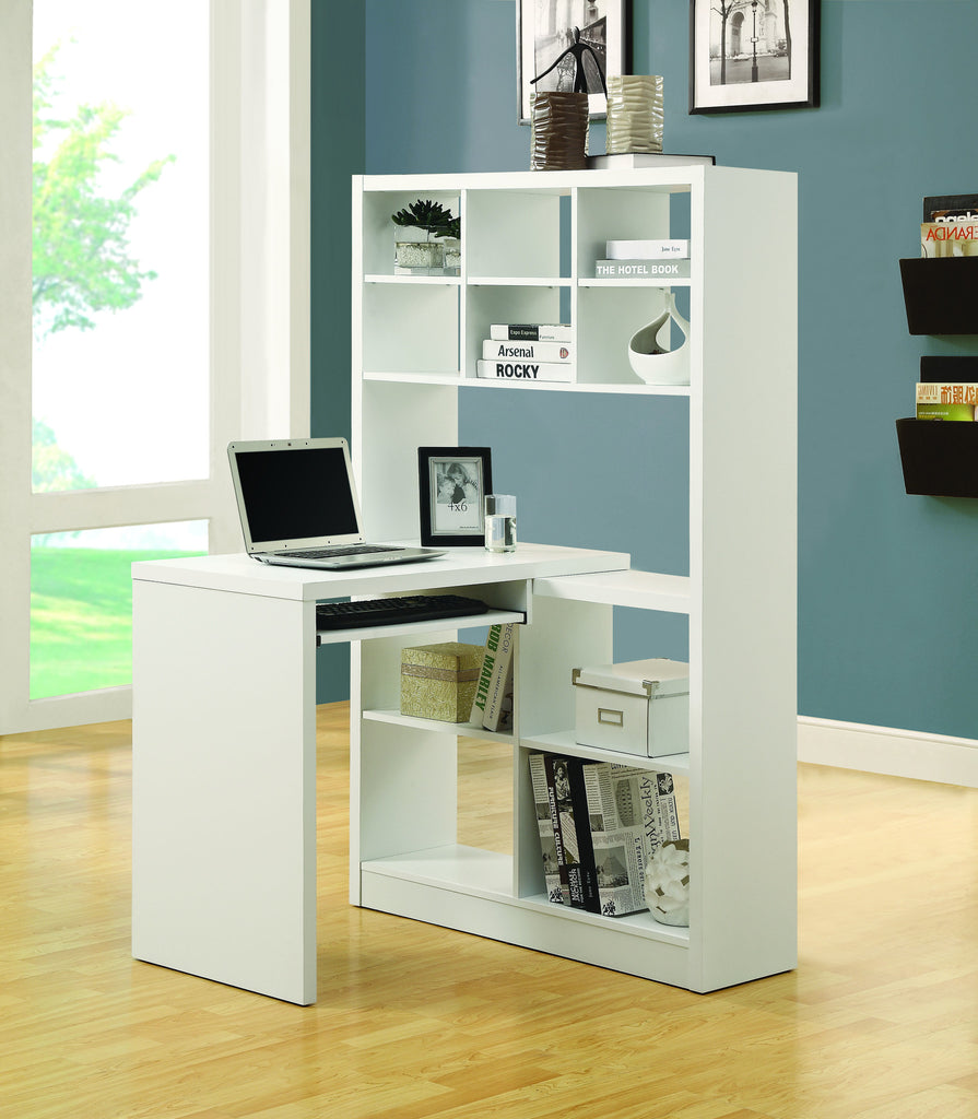 Modern Office Desk And Bookcase Combination In White Finish