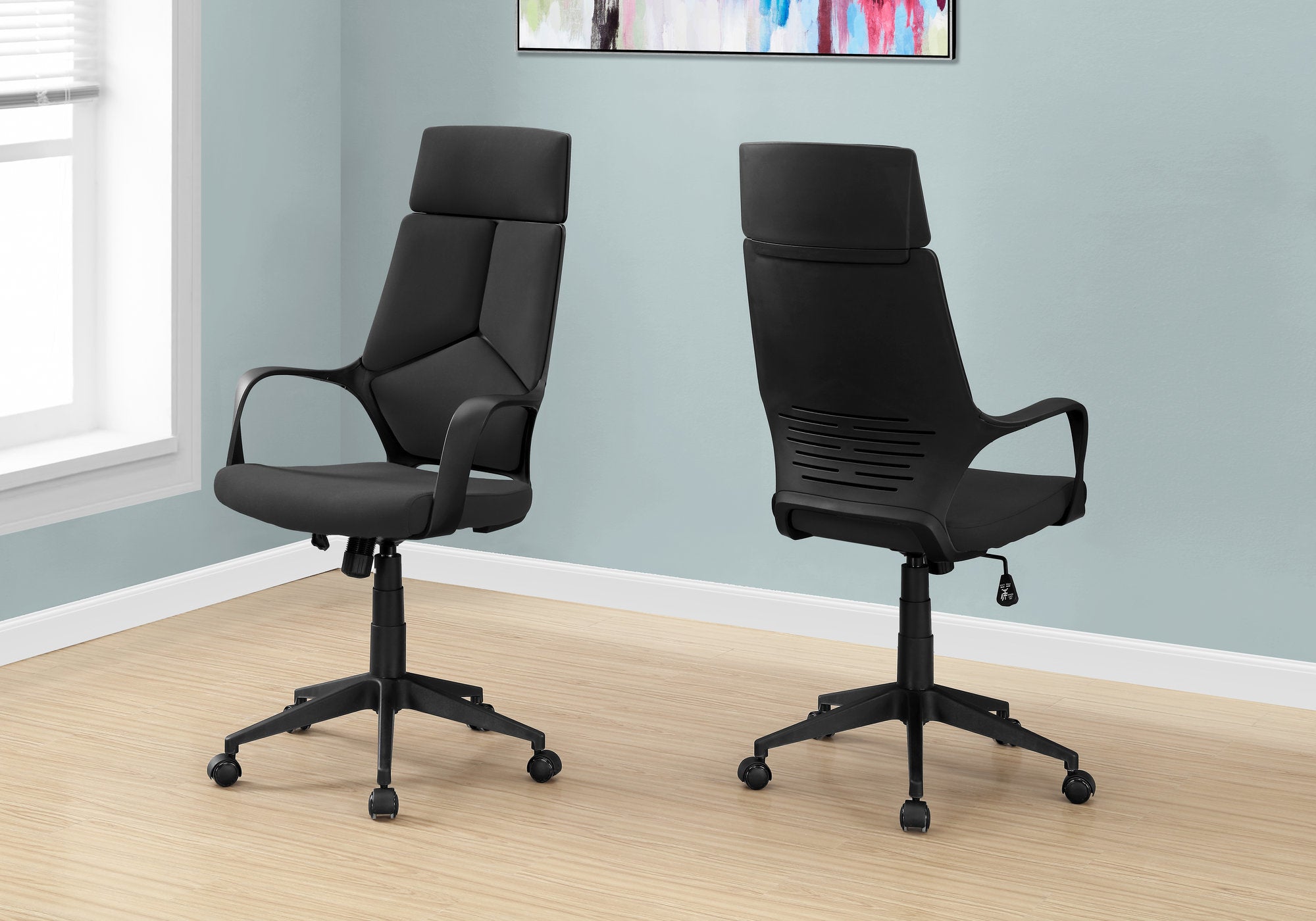 Black Leatherette Ergonomic Desk Chair by Monarch - OfficeDesk.com
