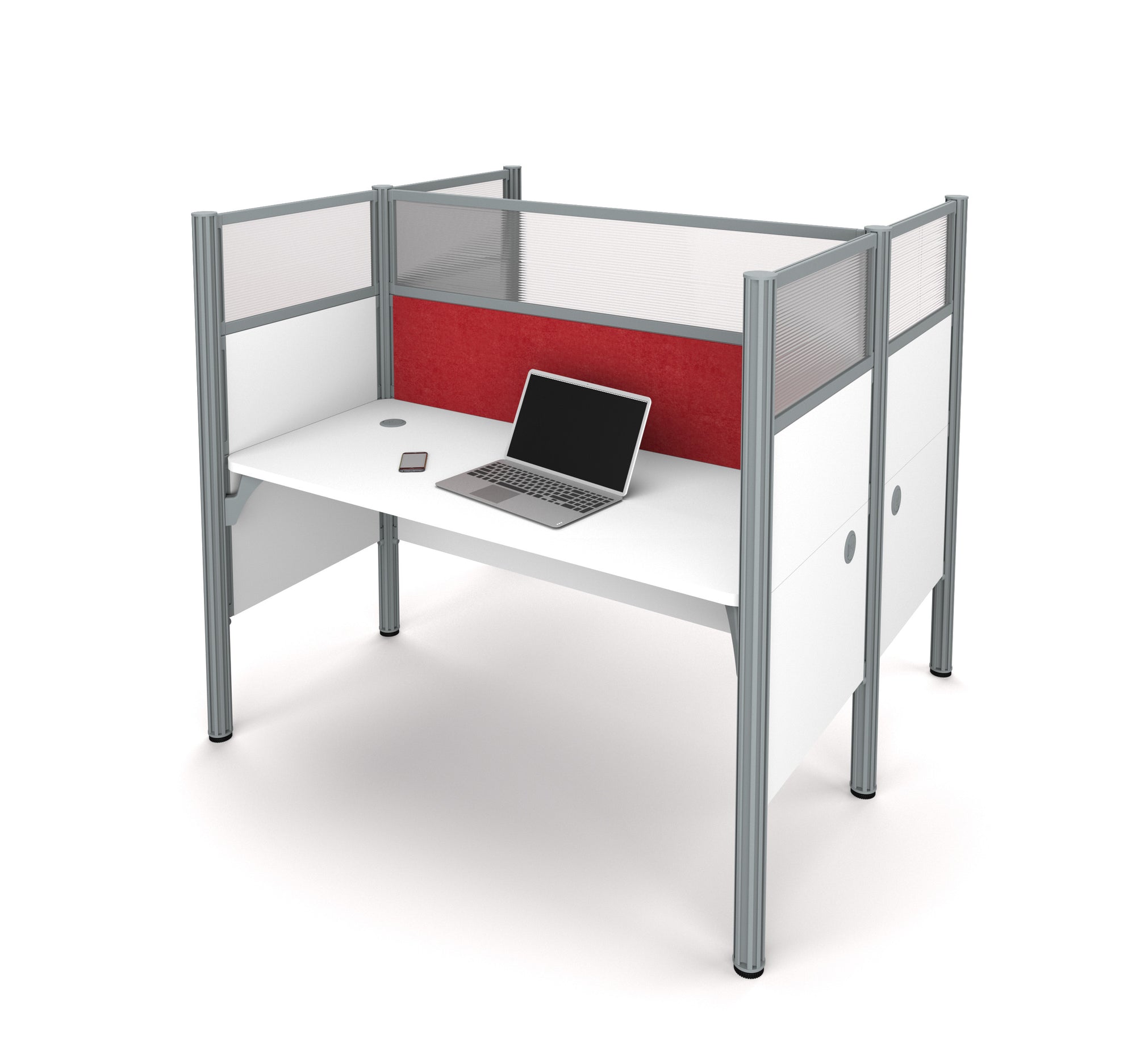 62 White Double Desk With 55 Privacy Panel By Bestar