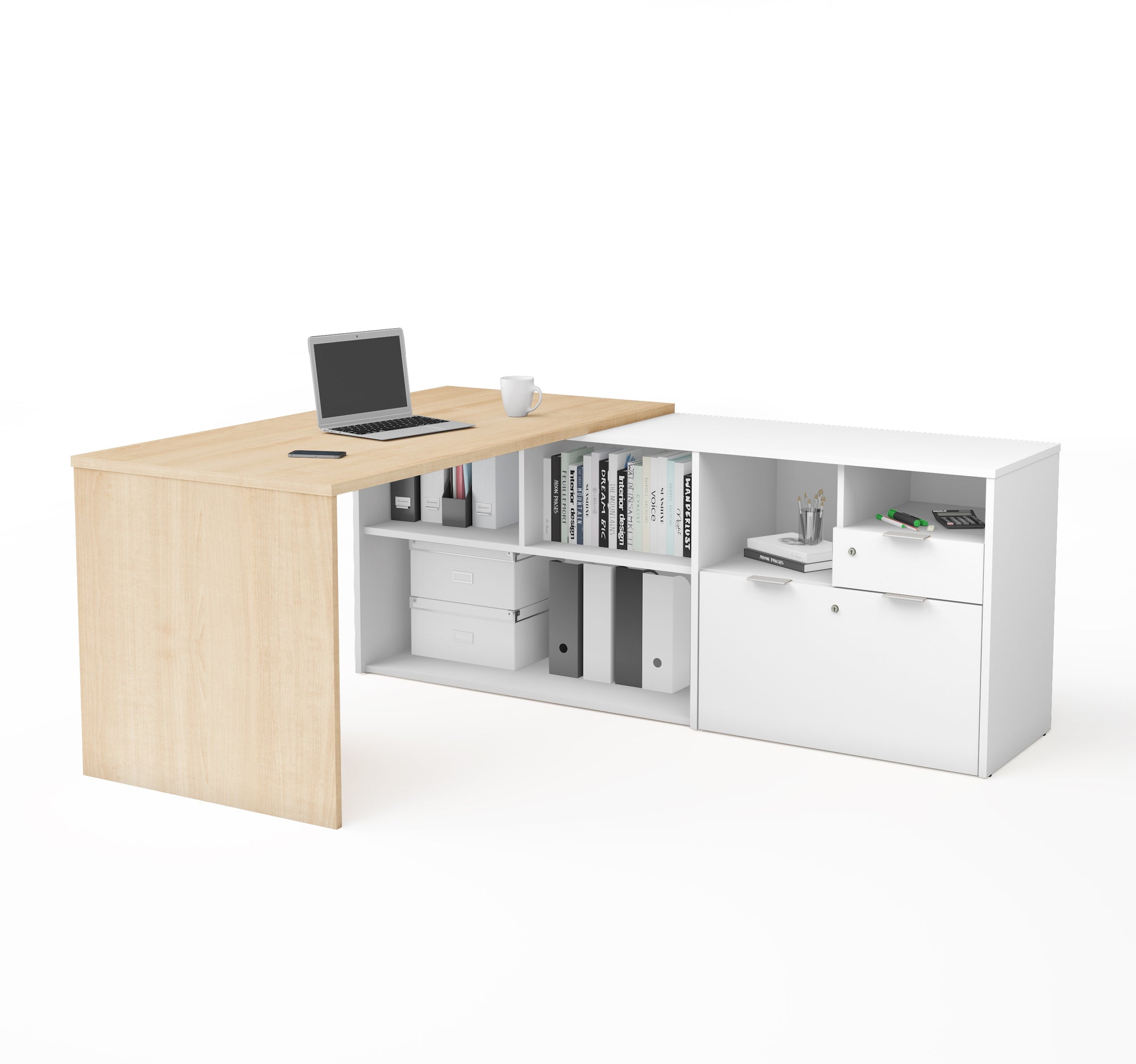 71 X 59 Northern Maple White L Shaped Desk By Bestar