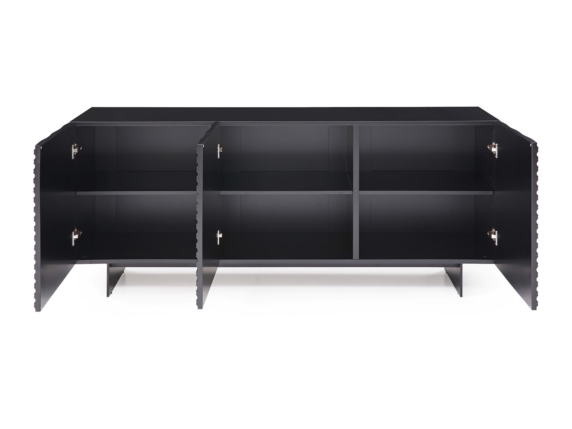 71 Black Storage Credenza With Unique Doors By Whiteline