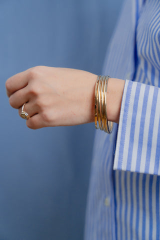 18k gold plate bangle stack