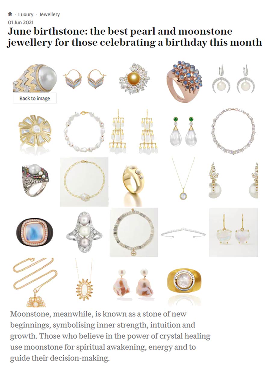 Article from the Telegraph with different moonstone and pearl jewels