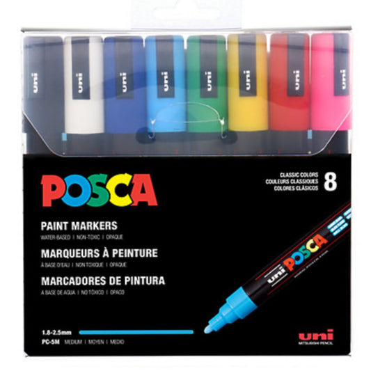 POSCA 8-Color Paint Marker Set, PC-1M Extra -Fine 