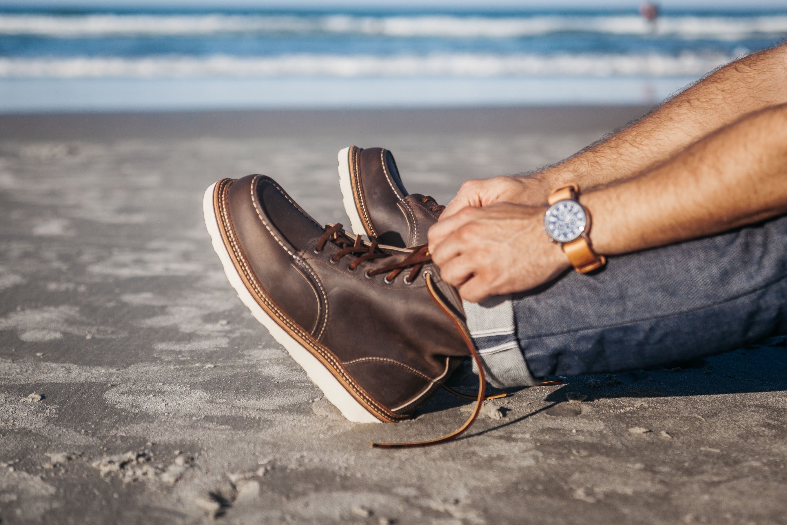 red wing chestnut leather lace