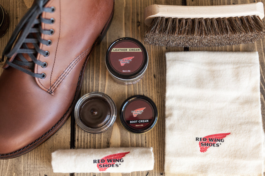 leather cream red wing