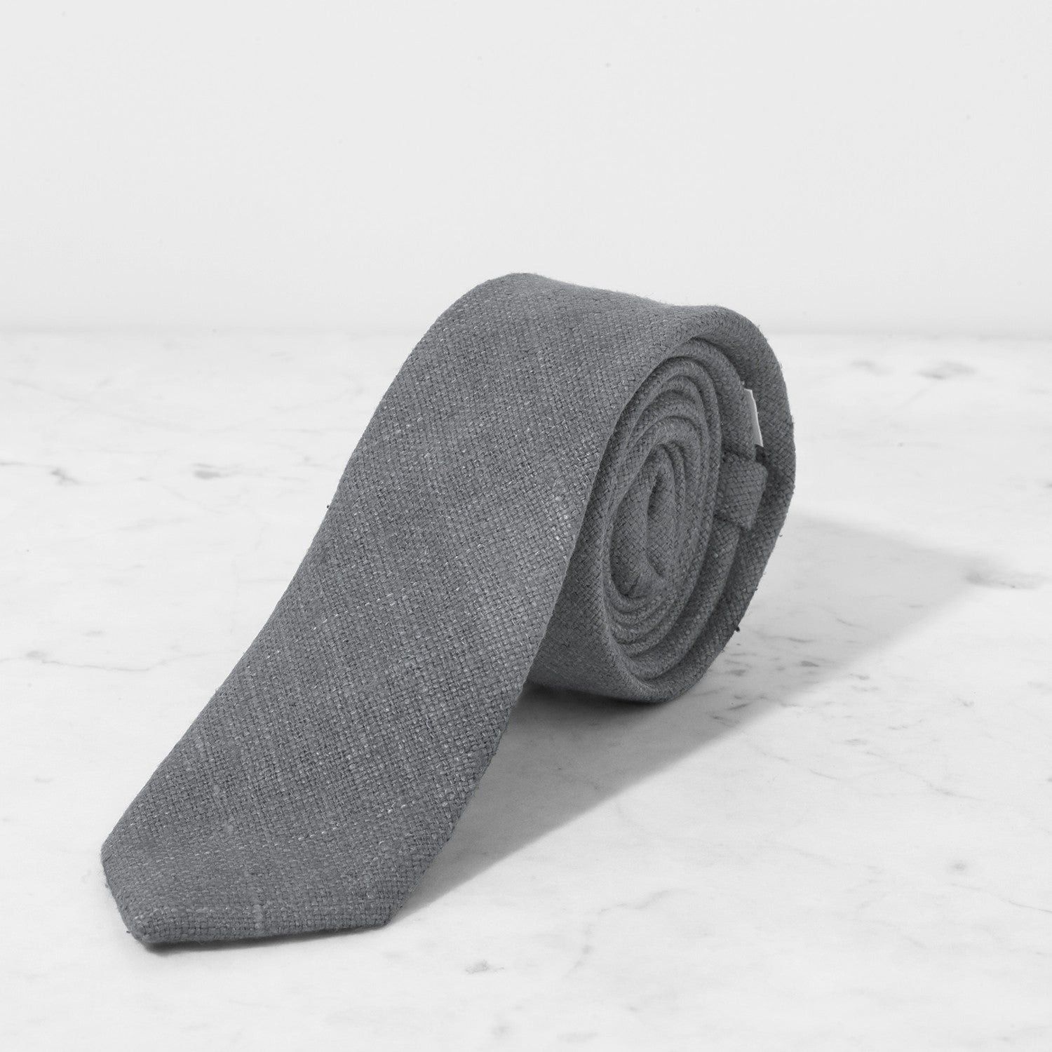 Raw Silk Grey Slim Tie - Men In Cities product image