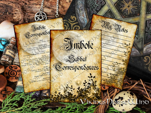 Imbolc Correspondences, Wheel of the Year Candlemas Sabbat, 4 PDF PAGES Grimoire Printable Book of Shadows, Witchcraft BOS Pages, Wicca TheNorseWind