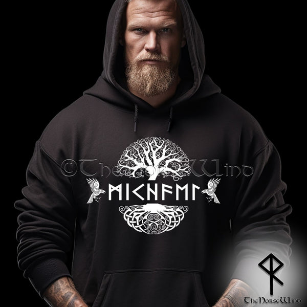 Personalized Viking Hoodie, Name in Runes Norse Sweatshirt - TheNorseWind