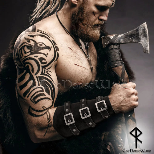 Generic Viking Bracers Arm Armor Cuff Wrist Guard Wolf Adjustable Armor  Black