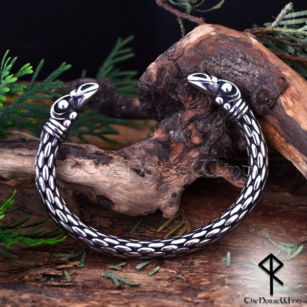 Viking Raven Arm Ring - STERLING SILVER Hugin and Munin Bracelet