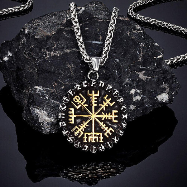 Vegvisir Viking Compass Necklace Norse Runes Pendant