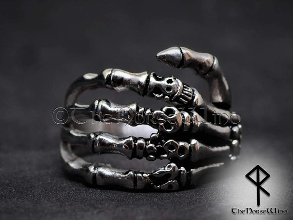 Gothic Skull Ring Skeleton Hand Stainless Steel - TheNorseWind