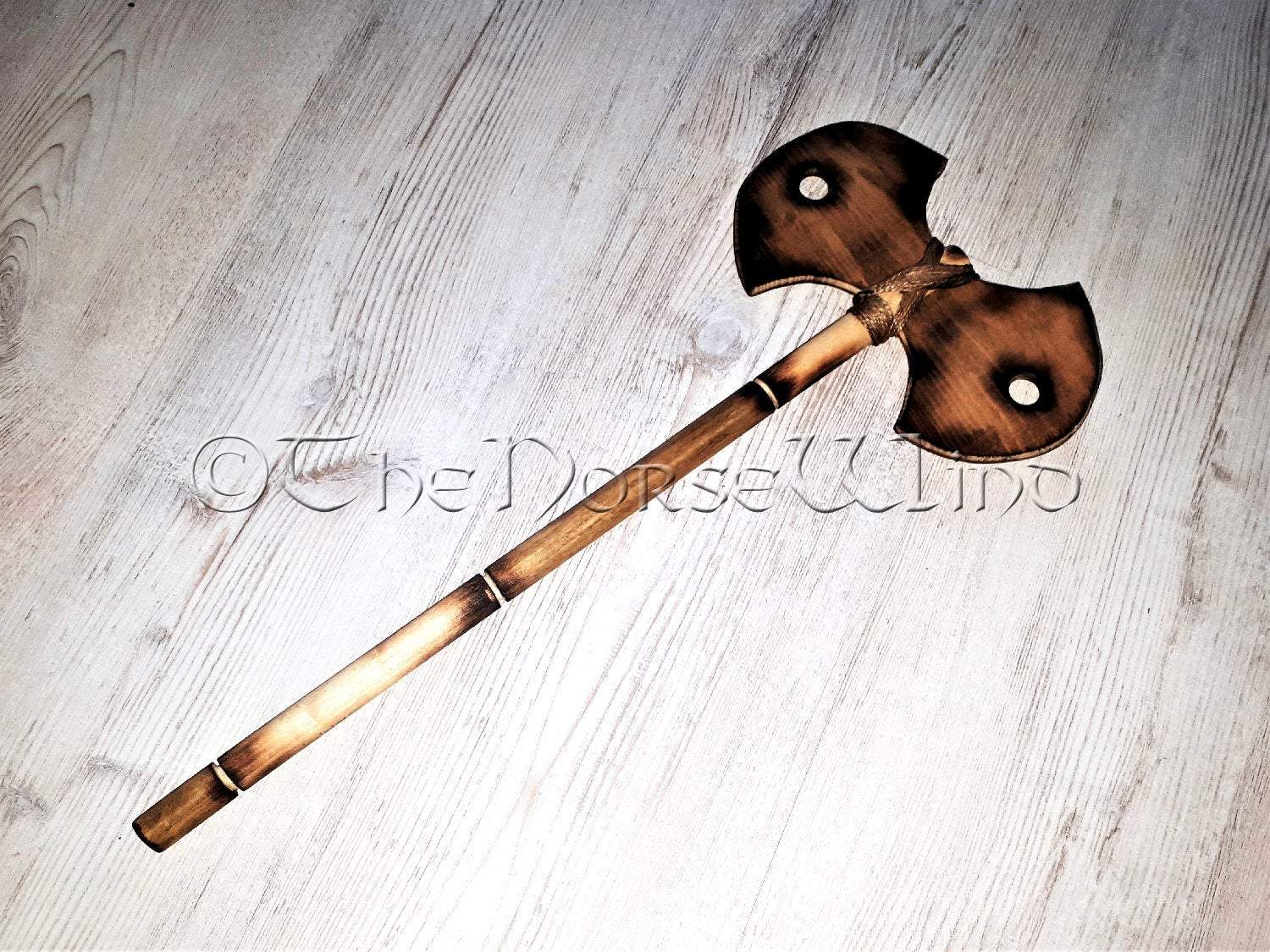 Viking Double Bit Axe Medieval Wooden Battle Axe Larp Weapon Thenorsewind