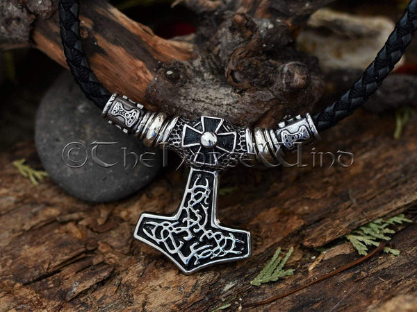 Mjolnir Pendant Thor's Hammer Viking Necklace with Celtic Cross, Stainless Steel Viking Jewelry, Strength Amulet Norse Mythology Asatru TheNorseWind