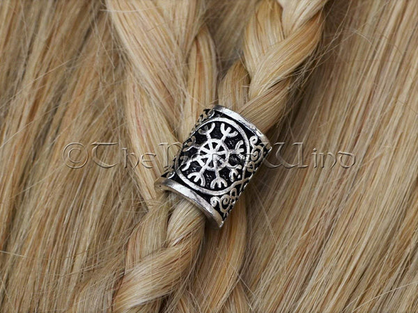 Helm of Awe Viking Beard Beads, Aegishjalmur Hair Beads Celtic Beard Rings TheNorseWind
