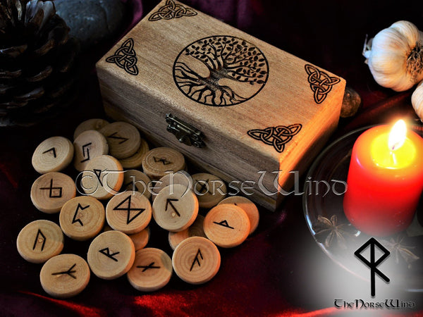 Viking Runes Beads Set, 24 Futhark Bead Rings