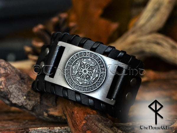  Mjolnir Thor's Hummer Black Leather Viking Bracelet Fathers Day  Dad Gift for Men - Mens Leather Cuff Wristband - Genuine Leather Viking  Punk Lv Axe Сuffs - Size 6-7 inches 90mc : Handmade Products