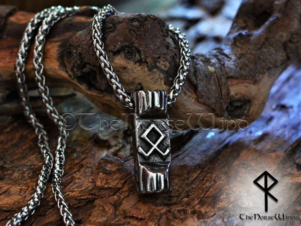 Othala Rune Viking Necklace, Norse Odal Rune Prosperity Amulet, Stainless Steel - TheNorseWind