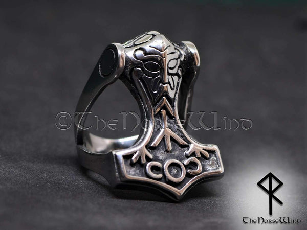 Thor's Hammer Ring, Viking Mjolnir Odin Ring - TheNorseWind